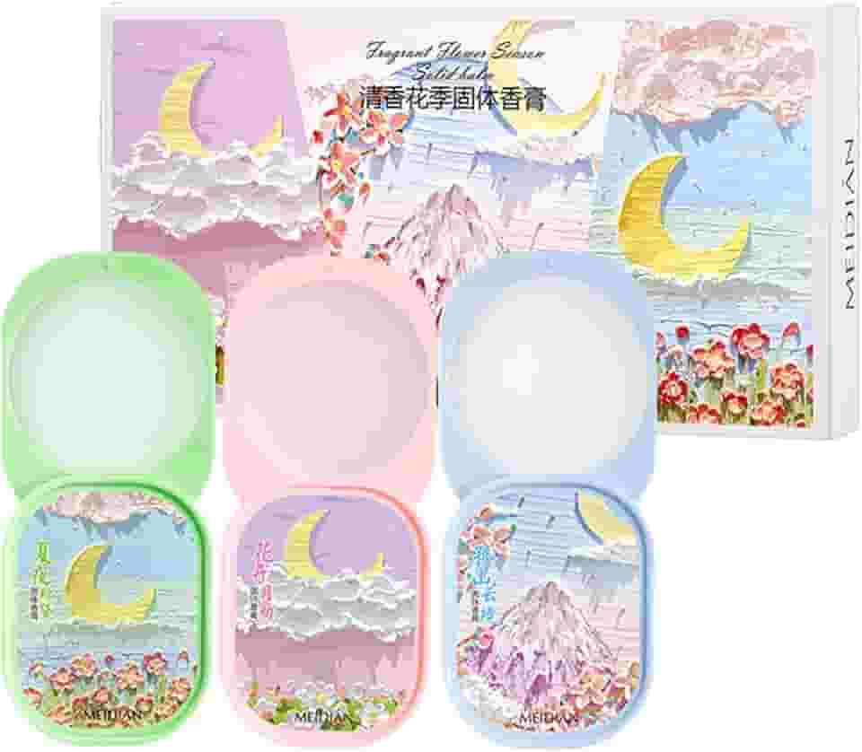 Pakivs Conjunto de 3 peças de bálsamo de perfume sólido, bálsamo de bolso portátil perfeito para uso em viagens, perfume de fragrância natural para mulheres e meninas