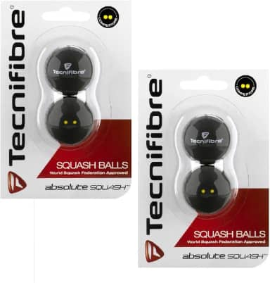Tecnifibre Bolas de squash duplas amarelas – Pacote com 4