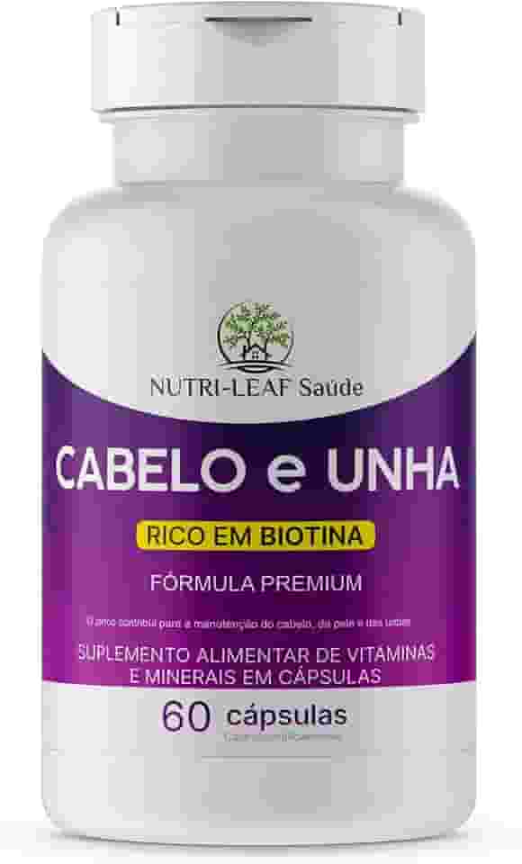 Cabelo e Unha – Com Biotina, Zinco, Colágeno e Nutrientes – Crescimento Capilar, Volume, Queda, Brilho e Pele Saudável – Fórmula Premium de Alta Absorção – NUTRI-LEAF Saúde