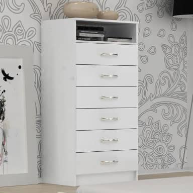 Cômoda Atlas Com 6 Gavetas Para TV Branco Evidência - UN