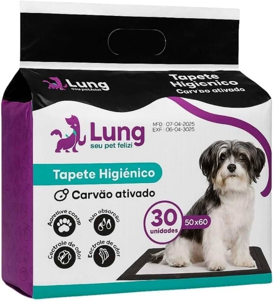 Tapete Higiênico Carvão Ativado Absorvente 50X60cm 30 Unidades para Cachorro Pet