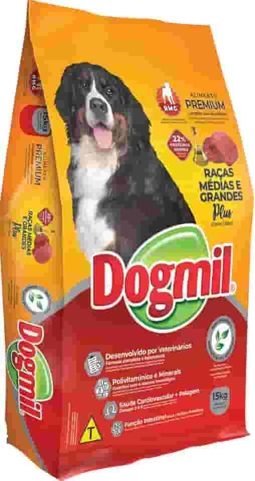 RAÇÃO CAES DOGMIL PLUS RAÇAS MEDIAS E GRANDES E GIGANTES PREMIUM 22% 15KG