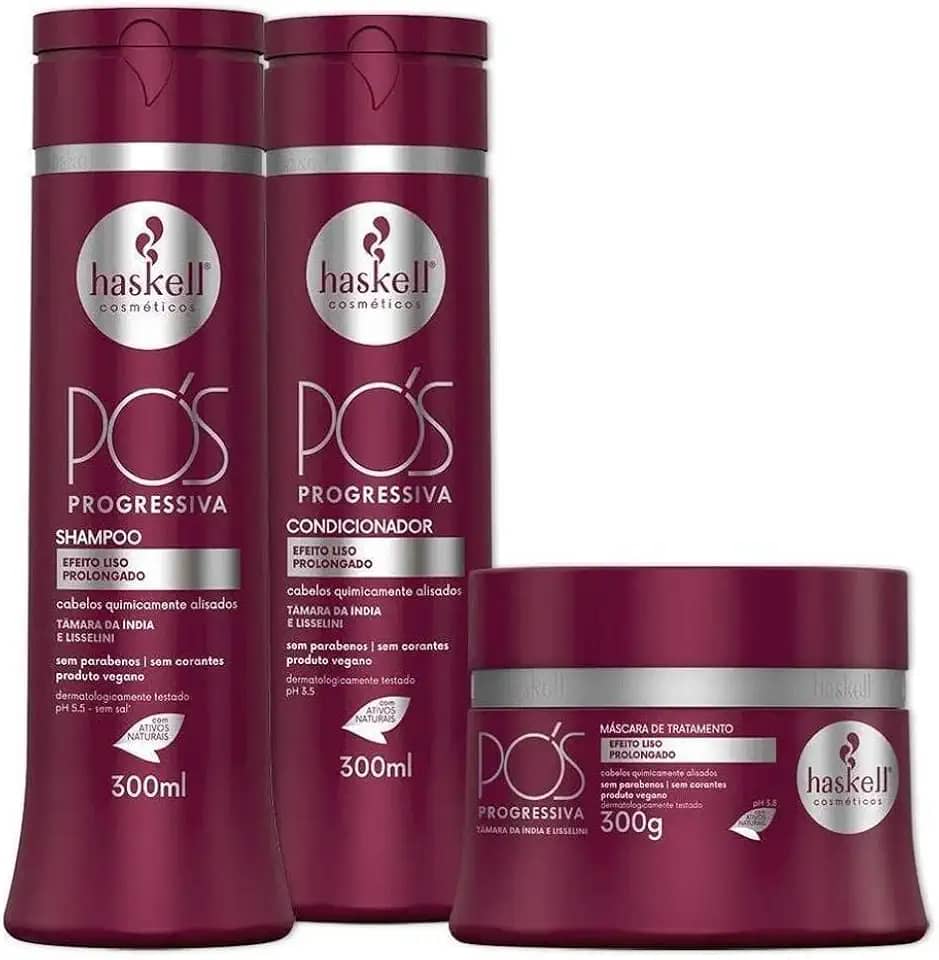 Kit Haskell Pós Progressiva Shampoo 300ML 1 Condicionador 300ML 1 Mascara 300ML