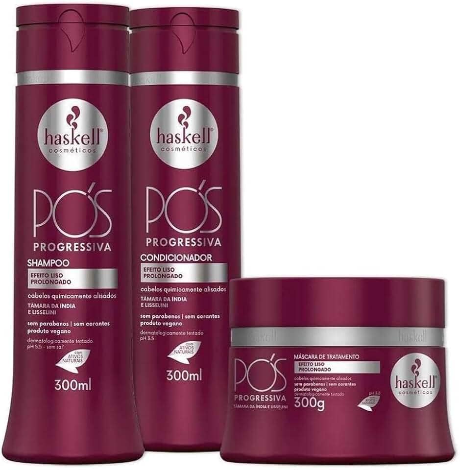 Kit Haskell Pós Progressiva Shampoo 300ML 1 Condicionador 300ML 1 Mascara 300ML