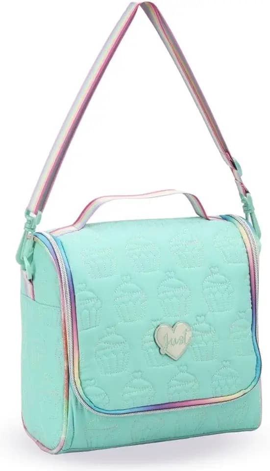 Lancheira Térmica Infantil Feminina, Alça Ajustável, Estampa Estilosa para Meninas (Verde)