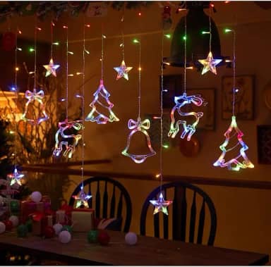 Luzes de Natal Festão Cascata Cortina Decoração Corda Para o Quarto Casamemto (Estilo C Colorida,110V)