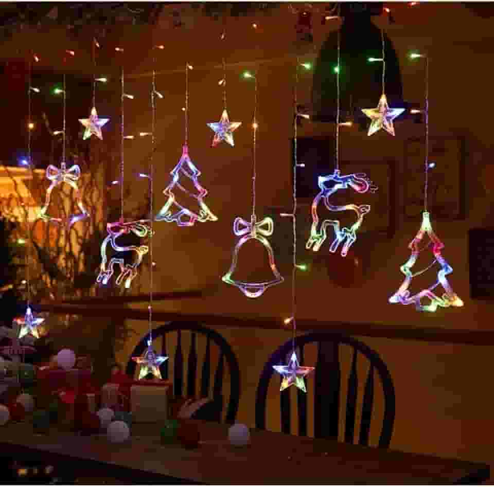 Luzes de Natal Festão Cascata Cortina Decoração Corda Para o Quarto Casamemto (Estilo C Colorida,110V)