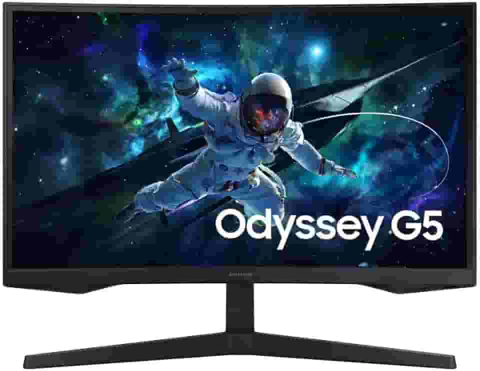 Monitor Gamer Samsung Odyssey G5 27, Resolução QHD, Taxa de atualização de 165Hz & 1ms de tempo de resposta (MPRT), Curvatura com 1000R, HDR 10, AMD FreeSync, Eye Saver Mode & Flicker Free Mode