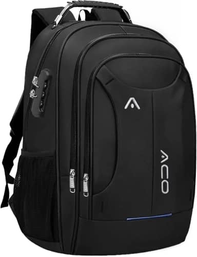 Mochila Masculina Feminina para Notebook 17' Executiva – Impermeável, Antifurto, USB e Fone, Alça Reforçada de Aço, Escolar, Faculdade, Trabalho, Viagem, Grande, Confortável, Premium'