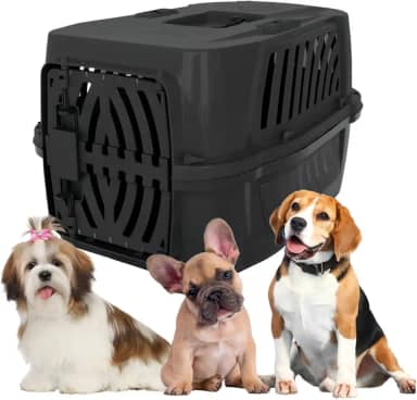 Caixa Transporte Para Cães e Gatos Até 25kg | Viagem Aérea | Trava de Segurança Plástico Polipropileno Alvorada Pet (Preto, 4)