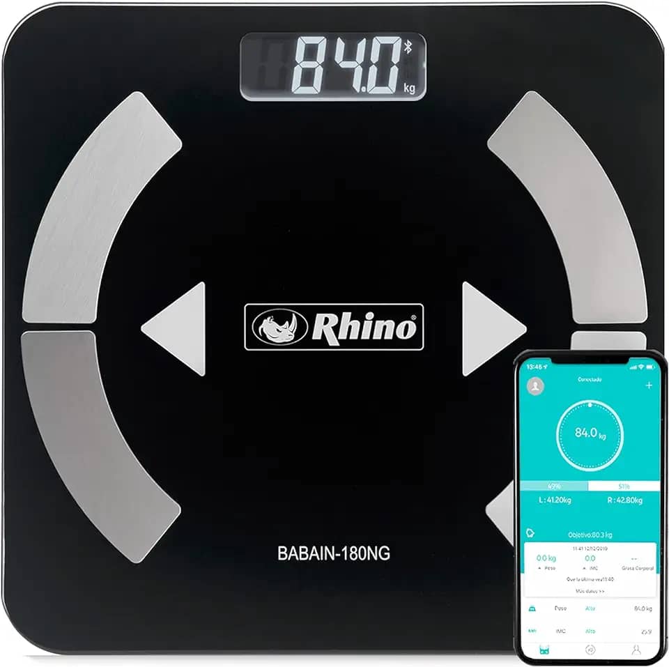Balança de Bioimpedância digital Rhino BABAIN-180 NG SMART com bluetooth.