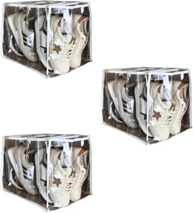 3 Colmeia Organizadora de Guarda Roupas Para Tênis Lençol Toalhas King Blusas Bolsas Sapatos - Acabamento Reforçado em Tecido Branco - XG 40x30x30 - Plástico Grosso Organizador de Closet