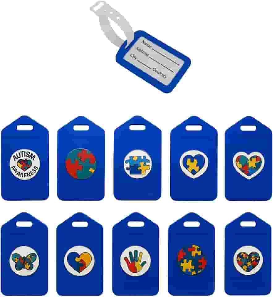 Kit 10 Tag Etiqueta de Mala Identificador de Bagagem Bolsa Premiun Personalizada Autismo TEA - Azul