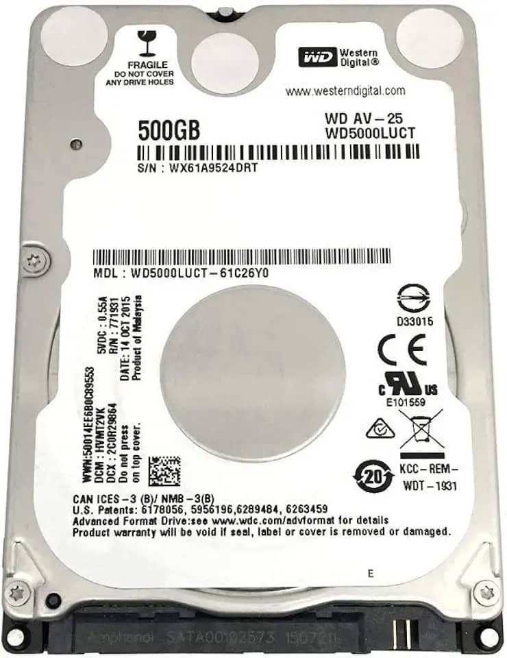 Western Digital WD5000LUCT AV 500GB 5400RPM 16MB Cache SATA 3.0Gb/s Internal 2.5 inch Hard Drive