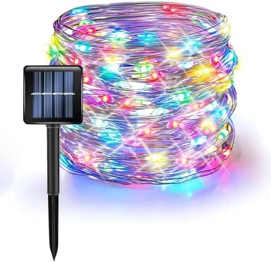 ALFABIT - Luzes de Natal Solares, 200 Unidades, LED Multicolor, Área Externa, 22m, À Prova D'água, Festivo, Arco-íris