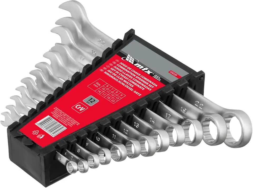 MTX Jogo De Chave Combinada Fosco 6 X 22 Mm 12 Peças Aço Vanádio Revestimento Níquel-Cromo Alta Durabilidade Precisão Profissional