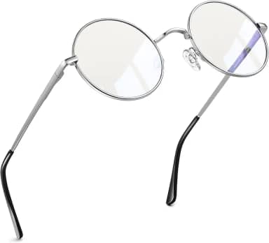 Joopin Óculos Anti Luz Azul Redondo Masculino Feminino Armação de Metal Circular Bloqueio de Luz Azul para Computador Gamer Jogos Tevê