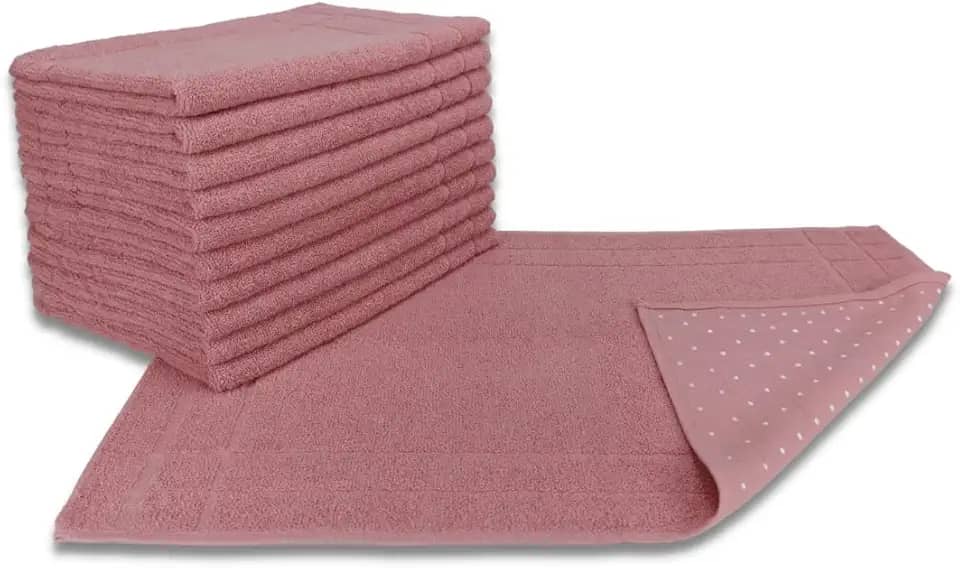 Kit 05 Tapete para Banheiro Atoalhado Felpudo Luxo c/Antiderrapante 550g/m² 45x70cm Padrão Hotel/Pousada - Rose