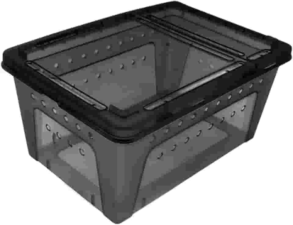 Terrário para répteis, gaiola para répteis, abertura dupla, tanque resistente para tartarugas, sapos, aranhas, tartarugas, grilos e lagartos, Preto
