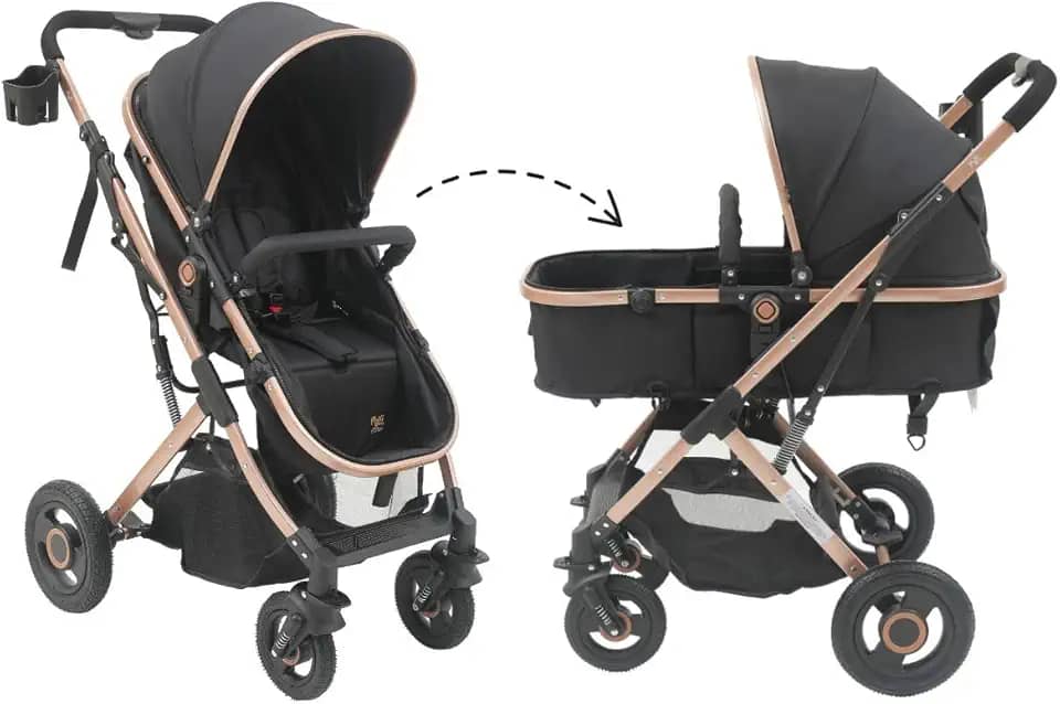 Carrinho Passeio Bebê Moisés Reversível Elysian Maxi Baby (Preto)