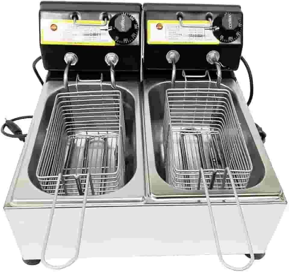 Fritadeira Elétrica 2 Cubas Industrial com Oleo 5 Litros, 1500W, Resistência em Aço Inox, Controle de Temperatura 50-300° (220V)