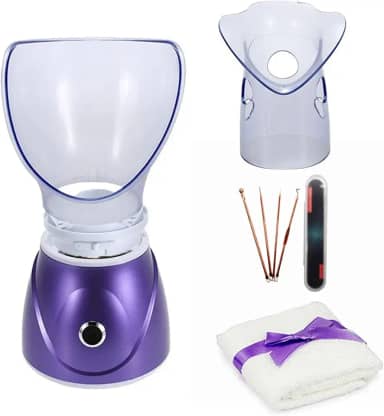 Hann Vaporizador facial profissional inalador a vapor sinusal hidratante para pele facial, sauna, vaporizadores de spa com função de umidificador difusor de aromaterapia (roxo)