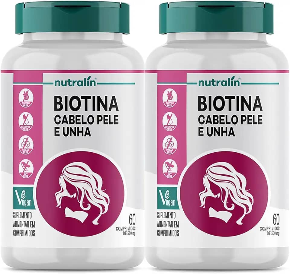 Biotina Fortalecimento Cabelos Unhas Pele 120 Caps Nutralin