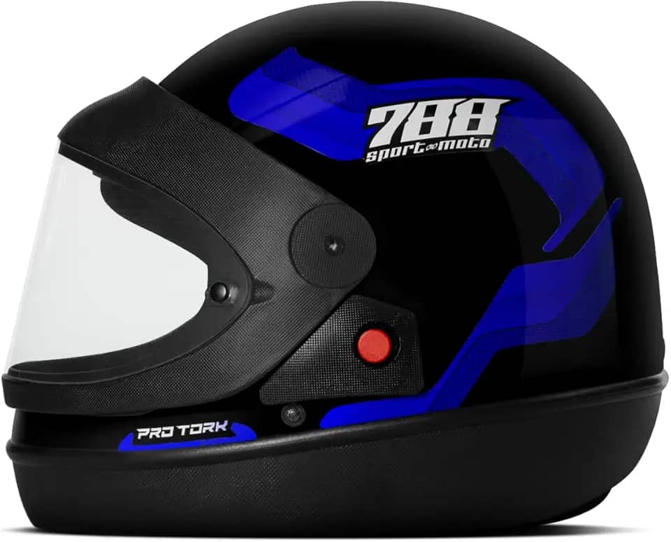 CAPACETE FECHADO PRO TORK SPORT MOTO 788 PRETO - AZUL TAM. 58