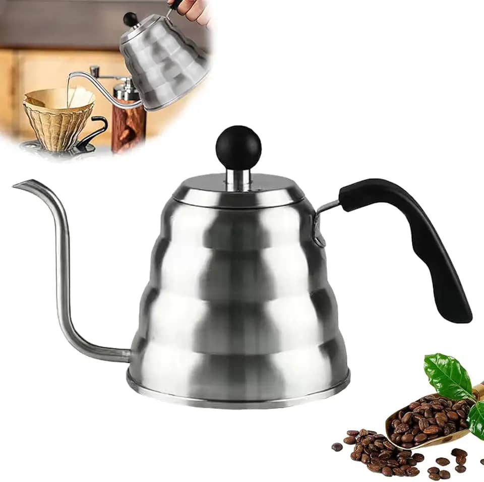 Chaleira de Pescoço de Ganso para Café Especial e Chá - 1,2L Aço Inox Fogão/Indução - Controle de Fluxo Preciso