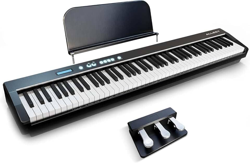 VEDO Este piano digital possui um teclado de 88 teclas com ação de martelo e peso total. É um piano digital portátil, adequado tanto para profissionais quanto para iniciantes, com cabo de áudio