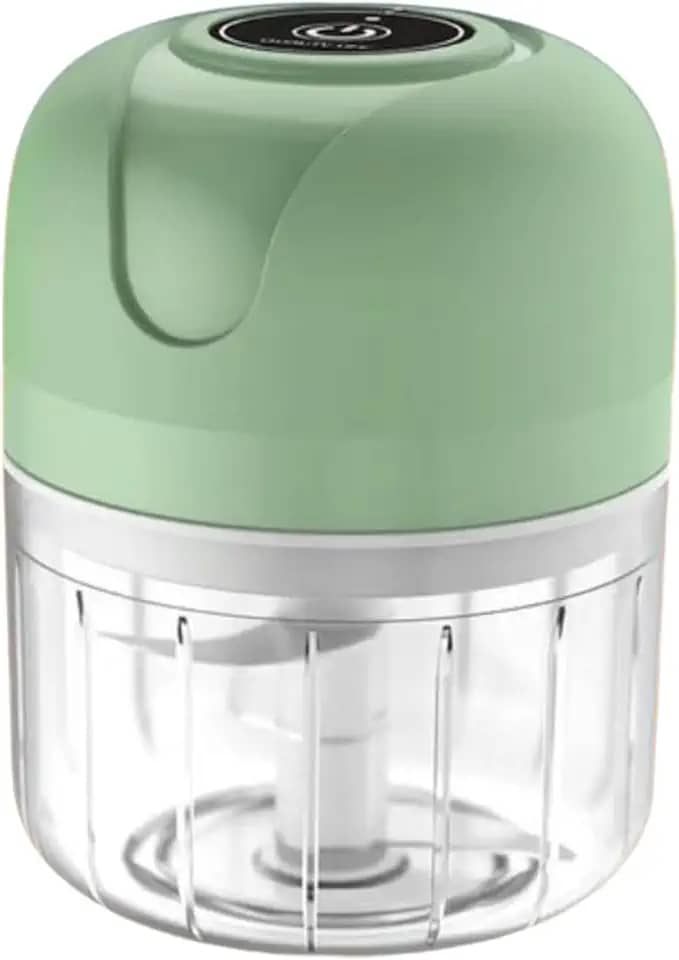 Mini Processador Triturador De Alimentos Elétrico Sem fio Potente com 3 Lâminas de Aço Inoxidável Recarregável USB 250ml(Cor Verde)