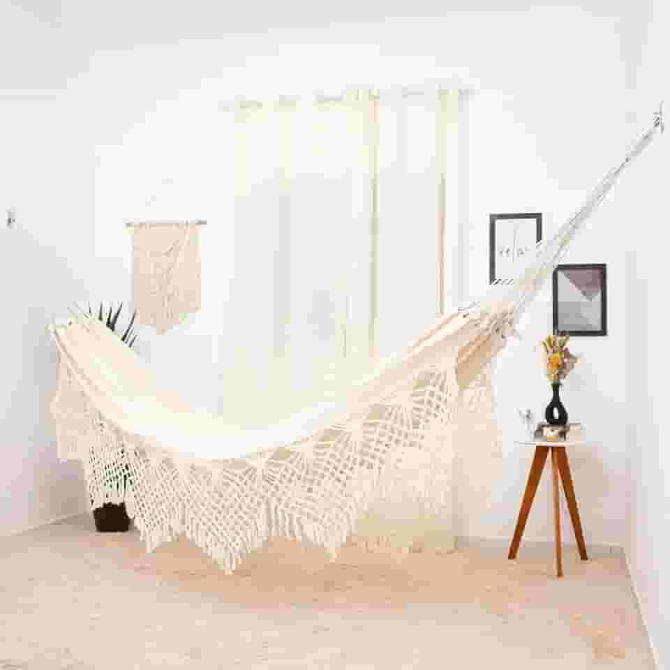 Rede de Dormir Casal Ostra Bege (Algodão Cru)