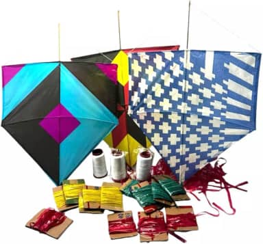 5 Pipas Grandes 58cm colorida + 2 Rabiolas + 2 linha dez