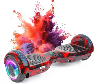 Scooter Inteligente Chama Vermelha, Hoverboard Elétrico 6,5' com Autoequilíbrio e Luzes LED