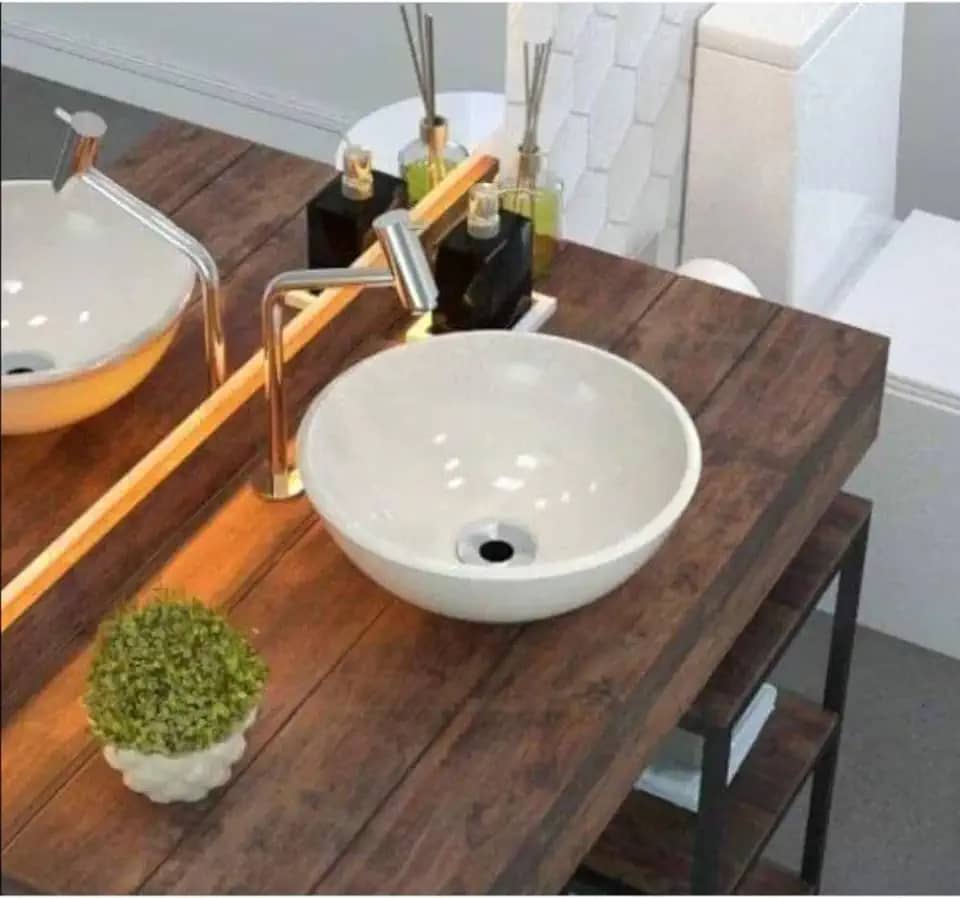 Cuba Redonda 30cm Sobrepor Lavabo Banheiro Cuba De Sobrepor Banheiro(Branco sem valvula)