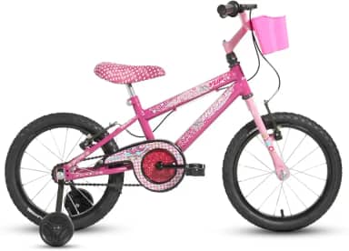 Bicicleta Infantil Feminina Aro 16 Rosa Menina Alumínio Husky com Cestinha e Rodinhas