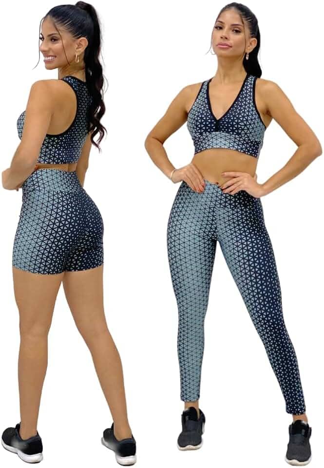 Conjunto 3 Pçs Roupa Academia Calça Shorts Top Nadador