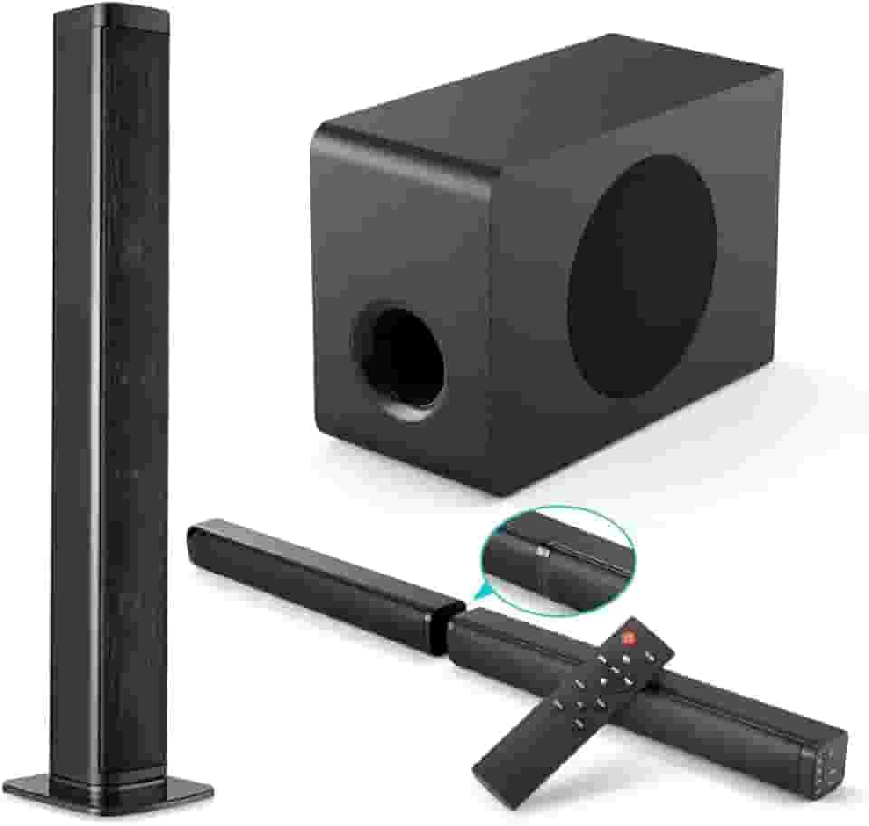Suporta Bluetooth Soundbar, RMS:80W MAX:360W, 2.1 Canais Home Theater, Versão HDMI com Subwoofer 160×230×340 mm 