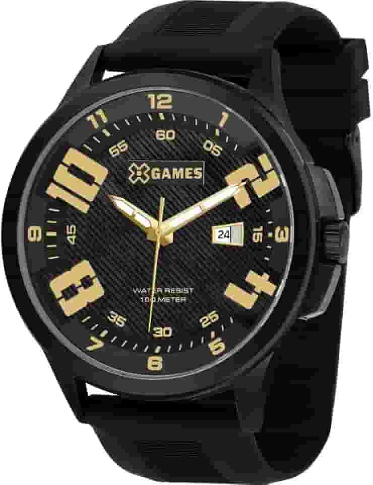Relógio X-games Masculino Preto Xmnp1003p2px Analógico 10 Atm Cristal Mineral Tamanho Grande