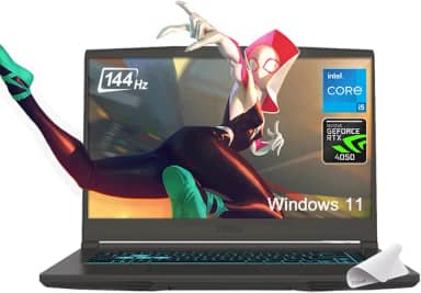 MSI Notebook fino para jogos 15, moldura fina FHD de 15,6 polegadas IPS 144Hz, Intel Octa-core i5-13420H (Beats i7-11800H), GeForce RTX 4050, USB-C, Windows 11, com mouse pad (32 GB de RAM | SSD PCIe