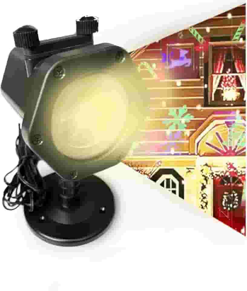 Refletor Projetor de Natal LED à Prova D’Água 3D – 4 Desenhos Natalinos E Outros 8 Temas, Luz Colorida, Ideal para Jardim, Fachada e Decoração Externa Interna – Bivolt 110V/220V Premium