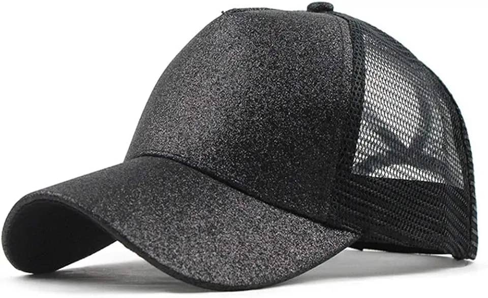 Boné Feminino Brilho Glitter Com Saída Rabo de Cavalo E Tela