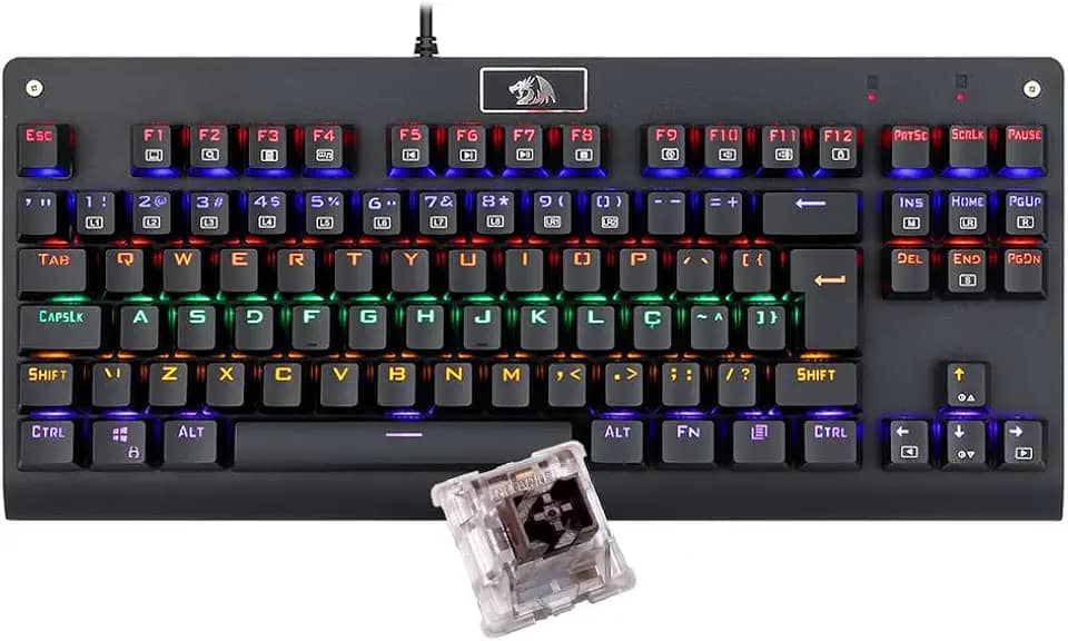 Teclado Mecânico Gamer Redragon Dark Avenger RGB (Switch Blue) - Preto
