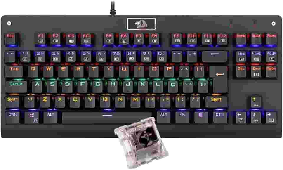 Teclado Mecânico Redragon Dark Avenger Preto Iluminação Rainbow Switch Marrom K568R