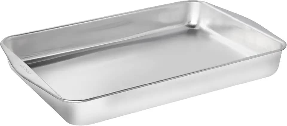 Assadeira Retangular Funda Rochedo Dura+ Polida 37cm, Alumínio Resistente, Alta Durabilidade, Bordas Laterais para Mais Praticidade e Livre de PFOA