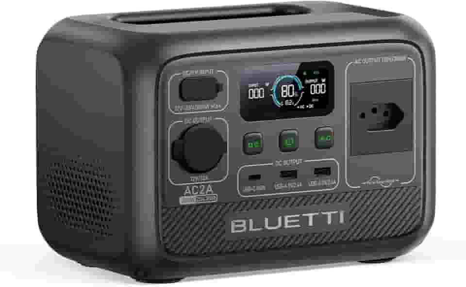 BLUETTI AC2A Gerador de Energia, Bateria LiFePO4 de 204Wh com 1 Saída CA 120V|300W (600W Power Lifting), Recarga de 0-80% em 30 Min, Gerador Solar para Camping, Viagens (Painel Solar Opcional)