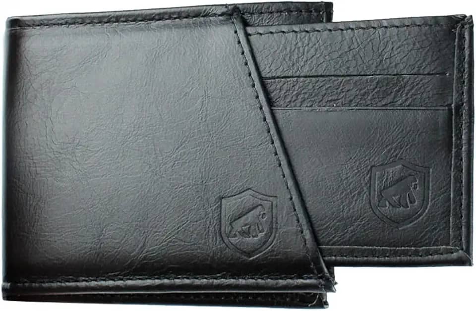 Carteira Masculina em Couro 100% Animal com Porta Cartão Removível e 6 Compartimentos + Espaço para Notas, 3 anos de Garantia, Dinamic Preta