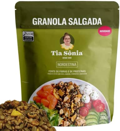 Granola Salgada Artesanal Chips Banana Coco Sementes Girassol Abóbora Amendoim 200g Nordestina Tia Sônia