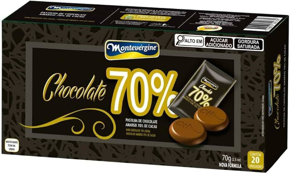 20 Pastilhas de Chocolate, 70% Cacau, Montevérgine