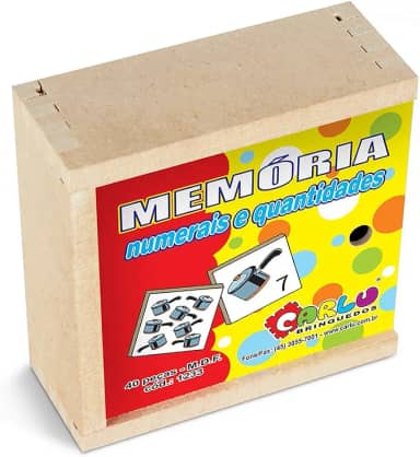 Carlu Brinquedos - Numerais e Quantidades Jogo da Memória 40 Peças, 3+ Anos, Multicor, 1233
